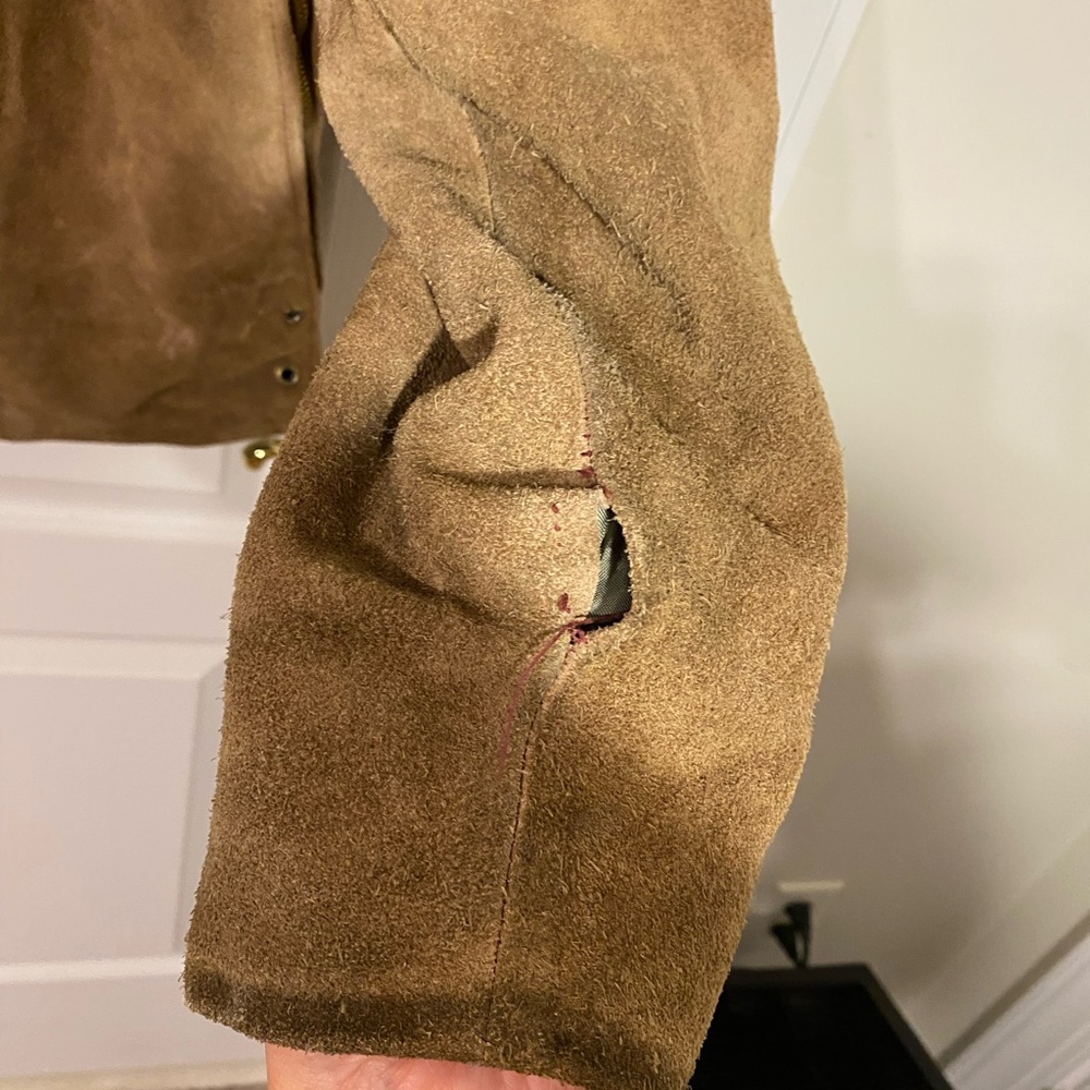 60s Handmade Mexican Suede Tunic Jacket Vintage Tan Large - Picture 16 of 16